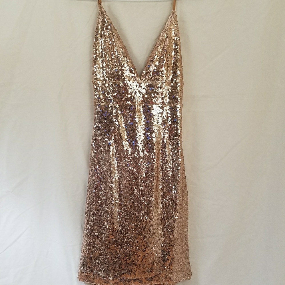 Rose gold sequin dress